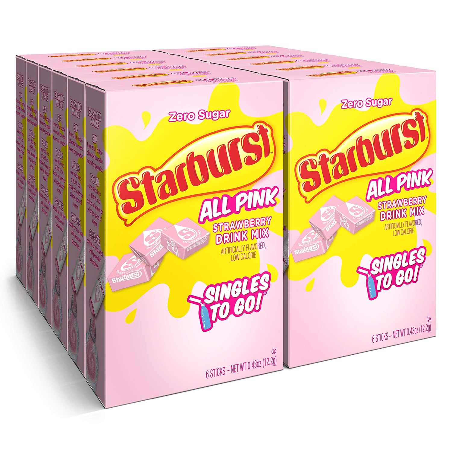 230527213310298_1 Starburst Singles To Go Powdered Drink Mix, All Pink Strawberry, 12 Boxes with 6 Packets Each - 72 Total Servings, Sugar-Free Drink Powder, Just Add Water, 6 Count (Pack of 12) - Image 1